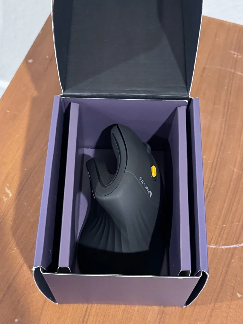 ProtoArc Ergonomic Vertical Mouse in Black with Orange Accent